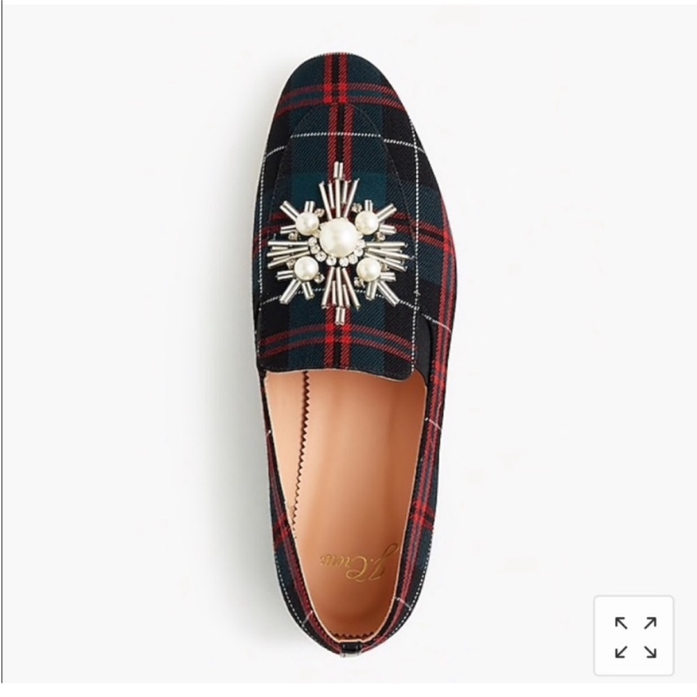 J. Crew Janie Embellished Tartan Plaid Loafers - Picture 3 of 7